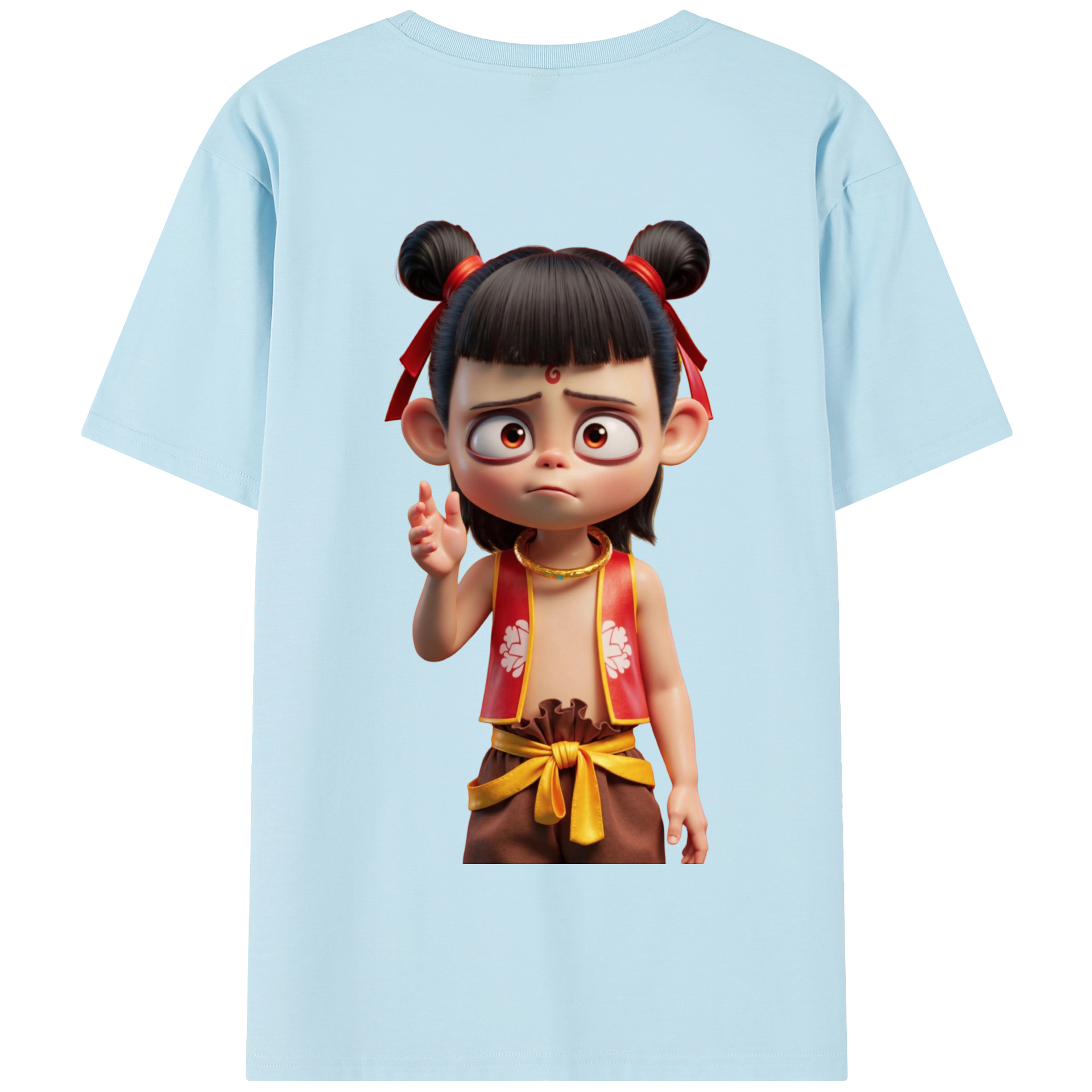 （画像用） Ne Zha 2 ナタ 魔童の大暴れ 綿100％半袖Tシャツ（背面プリント）